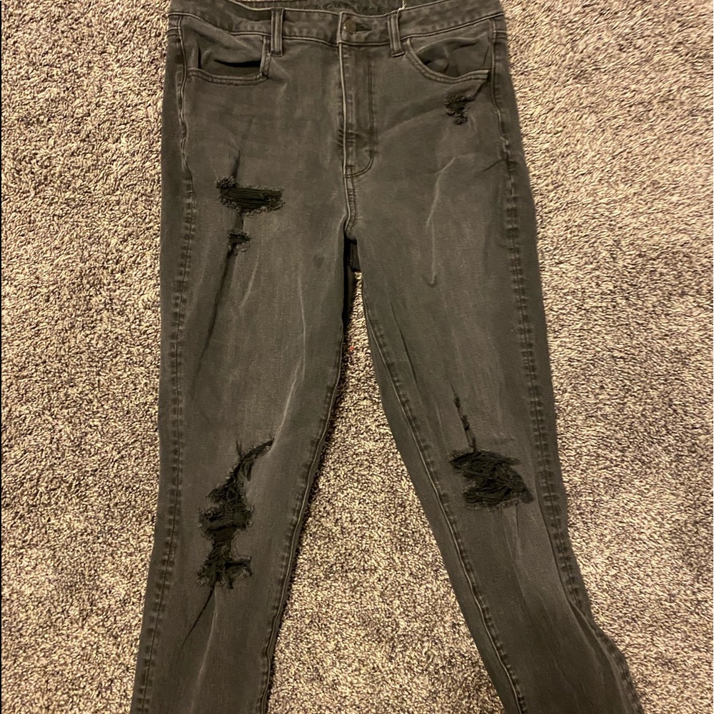 American Eagle Ripped Black High Rise Jeggings